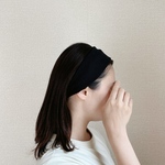 リブ　ニット素材のヘアバンド　黒