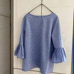☆夏🌻⛵️最終SALEコットンシャンブレーの袖フリルブラウス✨