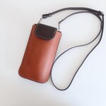 本革スマホポーチ　ブラウン　（スマホショルダー／レザー／コンパクト）