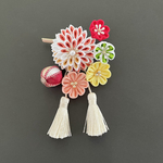 艶やかな金糸入り正絹ヘアアクセサリー　つまみ細工