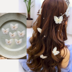 6つセット　蝶々レースのヘアクリップ　二枚羽　結婚式など特別な日に