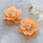 2個【z01-2】花パーツ　フラワーカボション 大ぶり　すりガラス風 