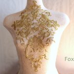 チュール刺繍モチーフ 1枚 花 金色 (MFLD12GLWWLM)