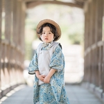 ブルーリバティ着物&リバーシブル被布set【Pheasant forest】七五三 3歳 男の子 753 子供 キッズ 子供 浴衣