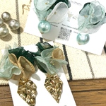 【さとみ様専用】💚🌿🤍3色シフォンフラワーとコットンパールピアス