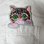 三毛猫ちゃんとお出かけしましょう🐱刺繍ブローチ🌼