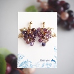 🍇チェコドロップの葡萄ピアス🍇淡色