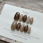 【人気🤎】brown,beige🥐🧈　ブラウン×ベージュ 淡色ニュアンスネイルチップ