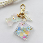 訳あり✦ฺKOHAKUTO BEAR♡ゆめかわベア　シャカシャカ　キーホルダー　レジン　アニマル　スイーツ　プレゼント　ミニチュア　フェイクスイーツ　ゆめかわ　琥珀糖　くま　マルチカラー　こはく糖　雲