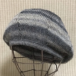 🌻SALE🌟春夏🍀ラメ入りミックスヤーンで編んだ♪涼しげな煌めき✳︎夏ベレー/col.104グレーミックス/再販