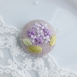 紫陽花刺繍ヘアゴム【紫】くるみボタンヘアゴム