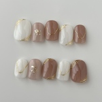 no.31 くすみピンク×ホワイトニュアンスネイルチップ