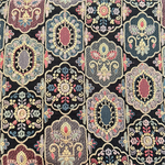 【50cmカット済】インド刺繍生地  大人シックで高級生地 アンティーク風 ブラック×カラフル