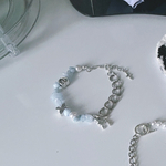  aquamarine  and chain half bracelet