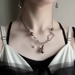  【metal stone necklace】ｽﾃﾝﾚｽﾁｪｰﾝ