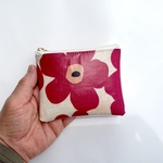 超便利ラミネートミニポーチ❣️北欧花柄赤　10cmファスナー　裏面クリア生地