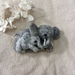 羊毛　動物親子ブローチ　〜ぞうさん（再販）