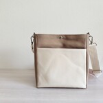 ☆m-chisa様専用☆ トートバッグM (持ち手傾斜) ショルダー付き ブルージェイド×アイスグレー倉敷帆布 