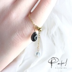 No.1.6Chakra Ring（ブラックスピネル＆ラブラドライト）宝石質天然石 フリーサイズ 14kgf アレルギー対応 プレゼントにも最適