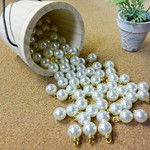 1.5cmコットンパールパーツ×25PCS ラインストーン付き 