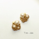 改良 大人可愛いビジューピアス caramel
