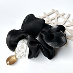 black＊ビジュー取り外し可 ❤シュシュ＊ふんわりオーガンジー＊ヘアアクセ＊ギフトに🎁＊ブラック＊H116