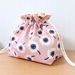 北欧テイスト＊アネモネ柄   お弁当袋 ランチバッグ  巾着袋  