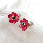 アネモネみたいな紫陽花ピアス【レッド】