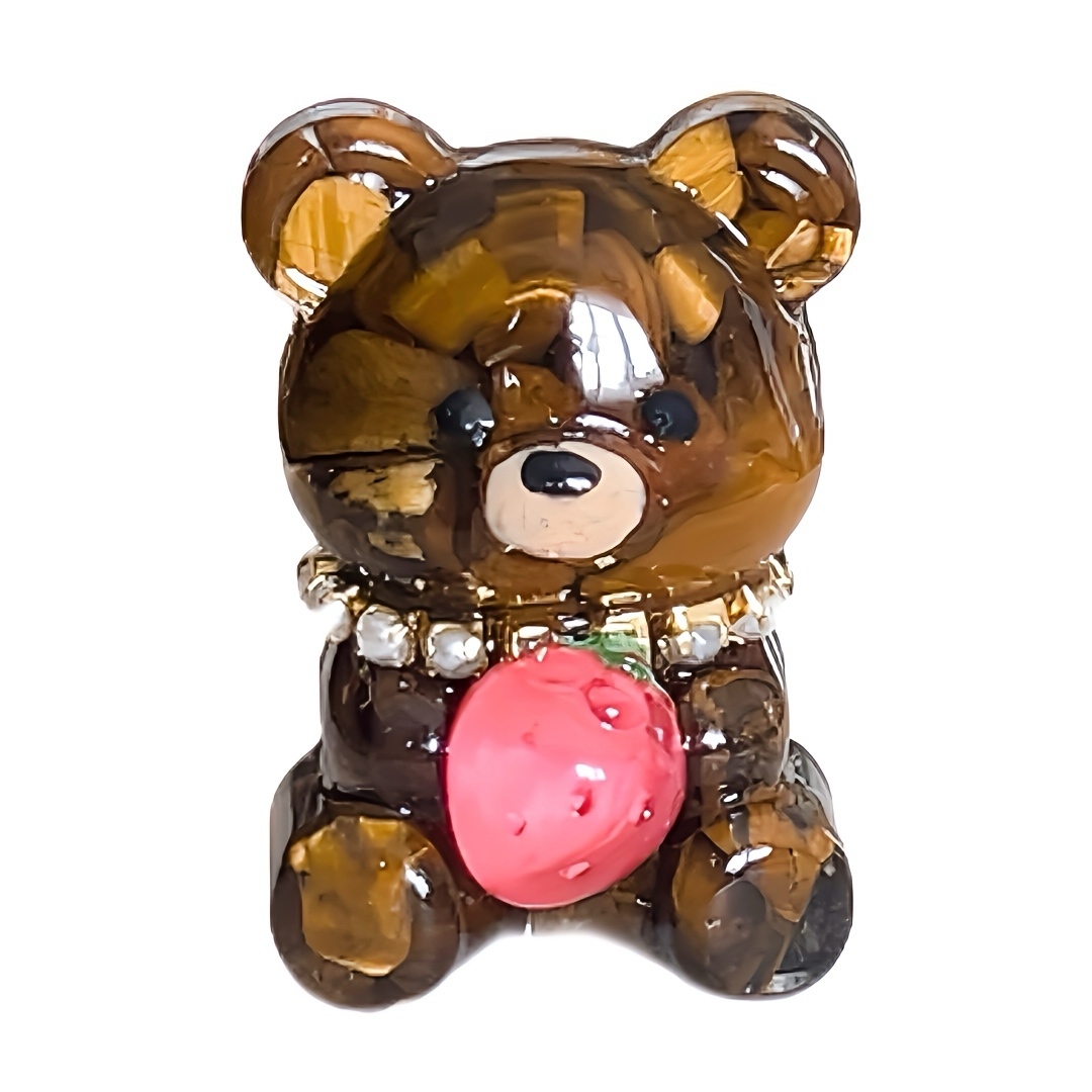 幸せを運ぶオルゴナイト お座りミニくまちゃん タイガーアイ 金運アップ 幸せを運ぶオルゴナイト お座りミニくまちゃん タイガーアイ 金運