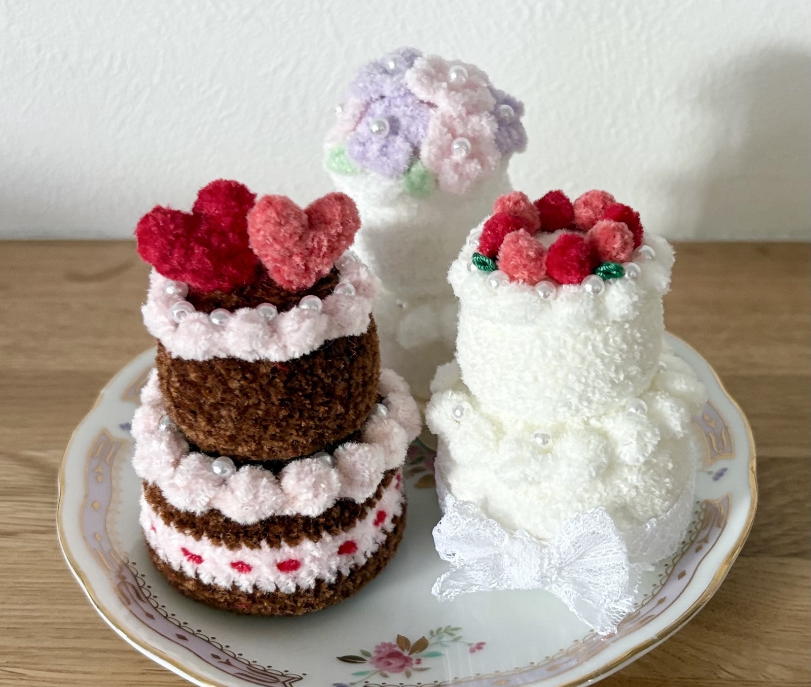 ⭐︎新品未使用⭐︎ ぬいぐるみ ウエディングケーキ 受注制作】あみぐるみ ケーキ ミニケーキ ショートケーキ ウェディング