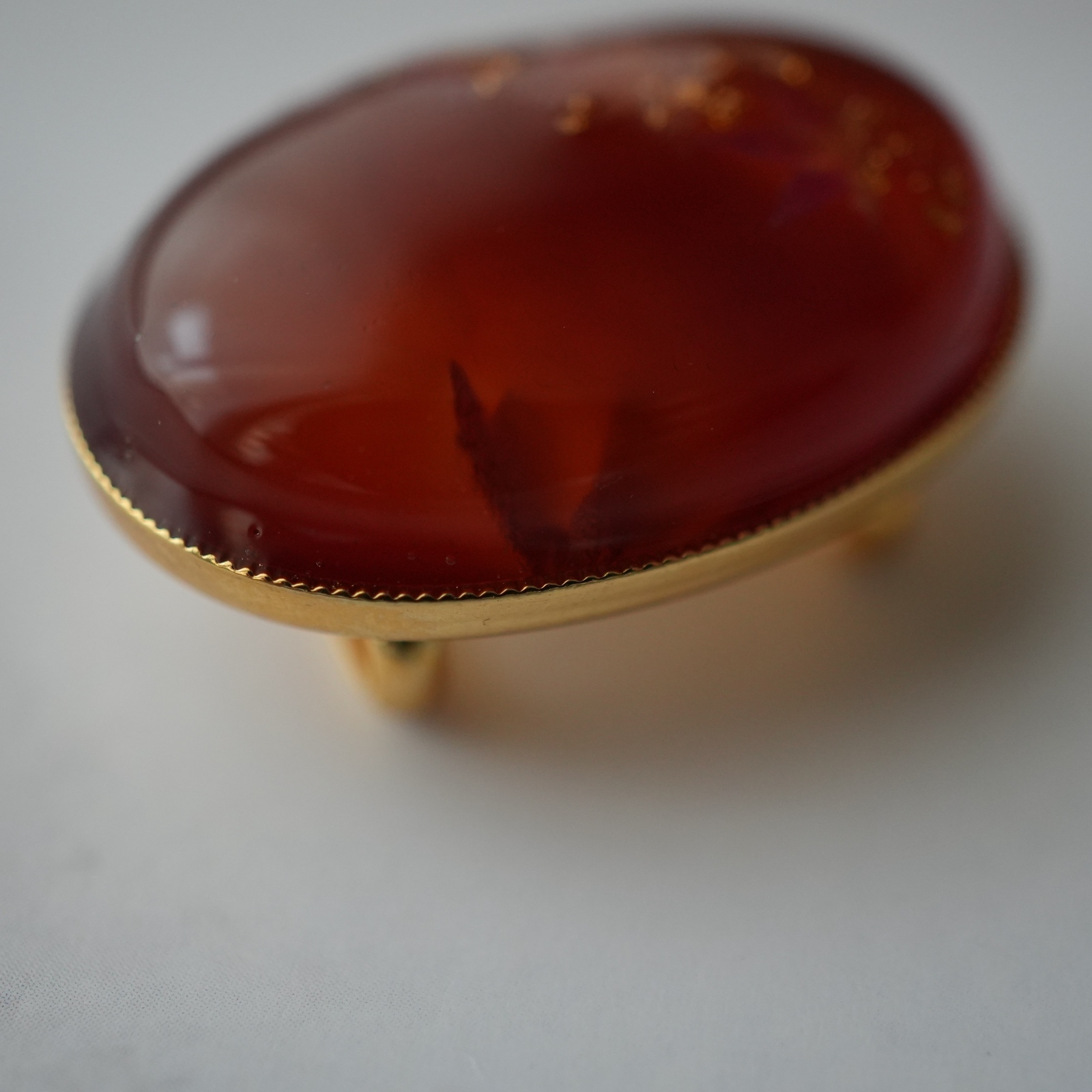 天然石カーネリアンともみじ、金箔の帯留め - Sumire帯留め＆Jewelry 