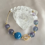 思考力向上《ほたるうみ》アパタイト ブルーフローライト レムリアンシードクリスタル 天然石ブレスレット お守りジュエリー パワーストーン