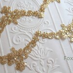 チュールコード刺繍ブレード 1m 花 スパンコール付 金色 (KFL752GLWWSP)