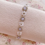 再販 ✩ 薄紫色のお花ビーズブレスレット(シルバー)