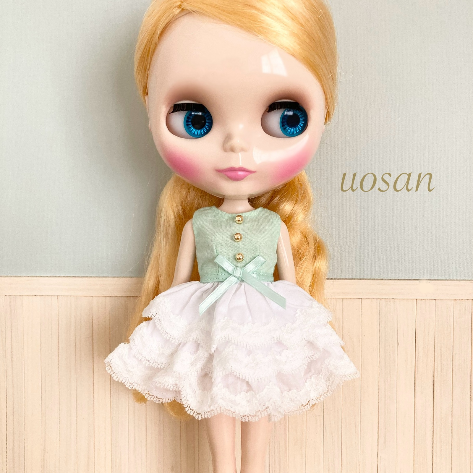 22cmドール服＊ミントグリーンフリルレーススカートワンピース - uosan 