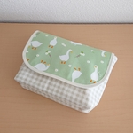 【サイズ中】橫入れお弁当袋  マジックテープ  封筒型    アヒル  お花  グリーン  きみどりいろ チェック  入園入学  幼稚園保育園 