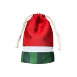 少し縦長巾着袋 マチ付き☆スイカ🍉レッド【再販】