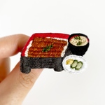 うな重 手刺繍ブローチ