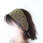 特別な日に★ラメがきれいな　金*黒ドットラメニット　ゆるターバン**　夜の光にきれいです