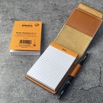 【手縫】RHODIA(ロディア) メモ帳 No.11(A7) 80枚 方眼罫用キャメル色本革カバー（開ストッパー付）