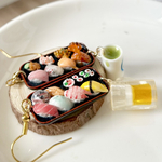 ミニチュア　お寿司のピアス・お茶と🍺ビール付き