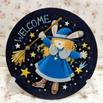 15cm円型 ほうき星のウェルカムボード☆トールペイント