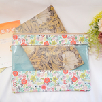 通院用大きめクリアポーチ（兼サコッシュ）（爽やかな草木と可愛い花柄）