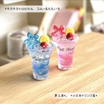 84 ＊キラキラトロピカル　ブルー＆ももいろ＊　ミニチュアドリンク　スイーツ　レジン　ドールハウス　フェイクフード　シルバニア