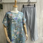 リネンの花柄ワンピース&ペチパンツ