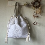 mimi様専用*antiquelinen　whitework　トートバッグ*巾着バッグ*ショルダー可