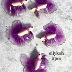 NEW 2個/ パープル　グラデーション　金魚　アクリル　チャーム　CH389
