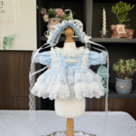 30cm レナ・ベア服 13インチ リーナベル服 40cm 着せ替え服 Sサイズ共通用服 50cm ステラルー服 ぬいぐるみ用服 青と白のレースのドレスコスチューム