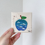 原画『空模様林檎』　10㎝×10㎝　絵画/アクリル画/テクスチャーアート/アート/キャンバス/インテリア
