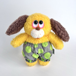 mofu-lulu  いぬ Citron（シトロン）×dot  モフモフでポップ　レトロな黄色い犬のぬいぐるみ　25㎝　イエロー　黄色　ドット　昭和　平成　レトロ　癒し